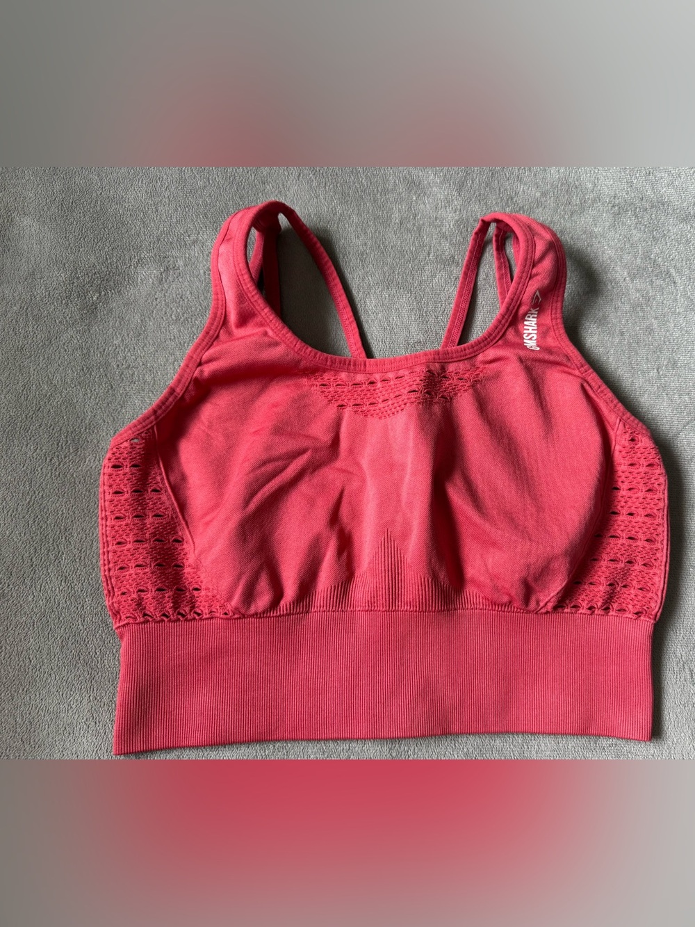 Gymshark Pink-Red Seamless Sports Bra with Double Straps